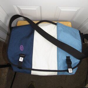 Timbuk2 L (22"x15") Messenger Bag Commuter Shoulder Style 2Tone Blue/White